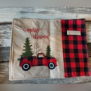Set of 6 “Merry Christmas” Red Plaid Christmas Placemats